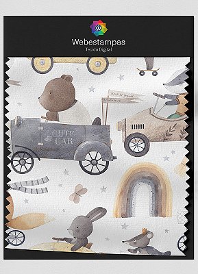 Tecido Oxford Estampa Digital Cute Car 1,55m de Largura