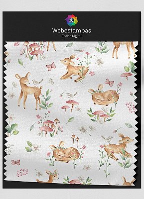 Tecido Veludo Estampa Digital Veado 1,55m de Largura