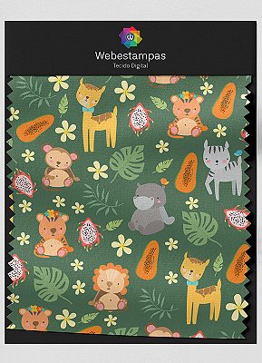 Tecido Veludo Estampa Digital Baby Animals 1,55m de Largura