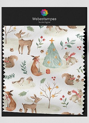 Tecido Veludo Estampa Digital Animais do Natal 1,55m de Largura