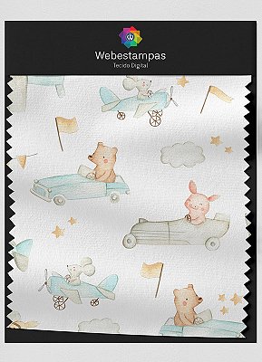 Tecido Veludo Estampa Digital Pilotos Animais 1,55m de Largura