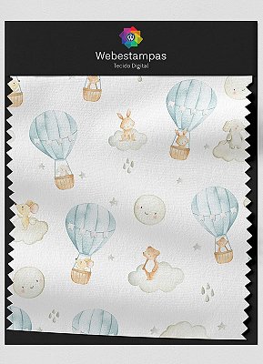 Tecido Veludo Estampa Digital Bichinhos no Balão 1,55m de Largura