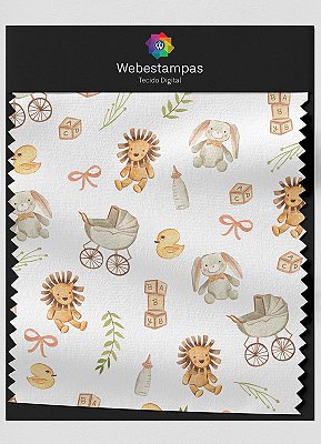 Tecido Veludo Estampa Digital Bichinhos do Bebê 1,55m de Largura