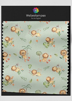 Tecido Veludo Estampa Digital Leãozinho Brincando 1,55m de Largura