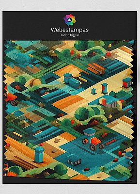 Tecido Veludo Estampa Digital Fazenda 1,55m de Largura