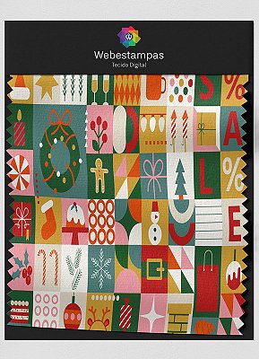 Tecido Veludo Estampa Digital Patchwork Natal 1,55m de Largura