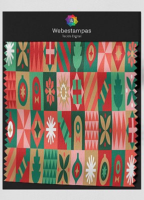 Tecido Veludo Estampa Digital Patchwork Natalino 1,55m de Largura