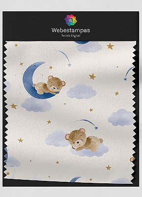 Tecido Veludo Estampa Digital Urso Dorminhoco 1,55m de Largura