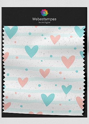 Tecido Veludo Estampa Digital Coração Fundo Listrado 1,55m de Largura