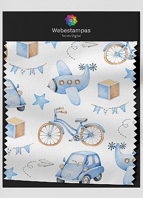 Tecido Veludo Estampa Digital Brinquedos Aquarela 1,55m de Largura