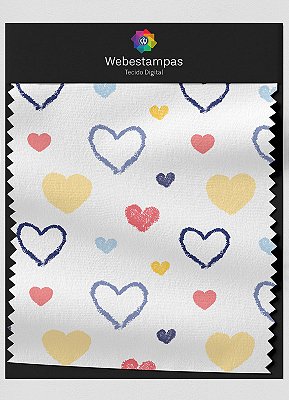 Tecido Veludo Estampa Digital Corações 1,55m de Largura