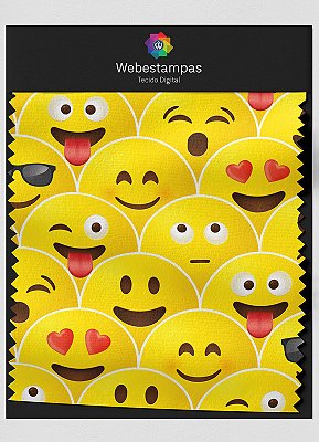 Tecido Veludo Estampa Digital Emojis 1,55m de Largura