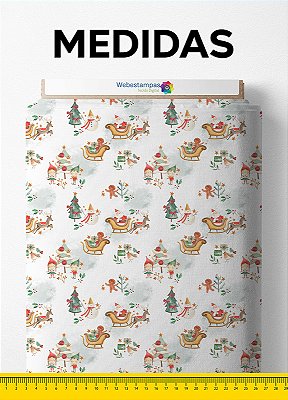 Tecido Cotton Estampa Digital Papai Noel 1,60m de Largura