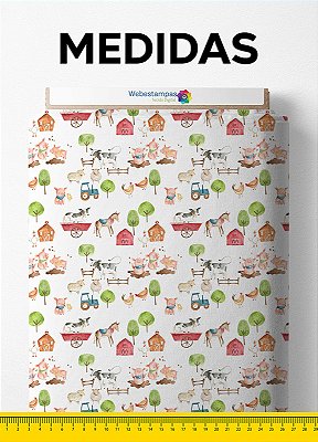 Tecido Cotton Estampa Digital Fazenda dos Animais 1,60m de Largura