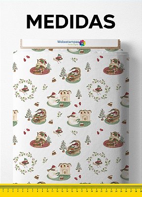 Tecido Cotton Estampa Digital Inverno dos Bichinhos 1,60m de Largura