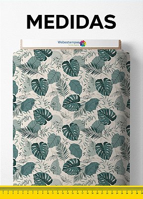 Tecido Cotton Estampa Digital Folhas 21 com 1,60m de Largura