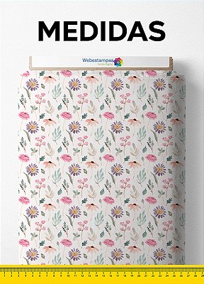 Tecido Malha 100% Algodão Fio 24 Estampa Digital Floral 314 com 1,50m de Largura