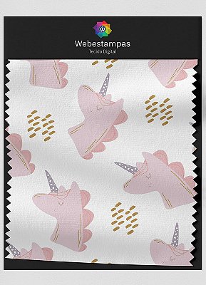 Tecido Percal 200 Fios Estampa Digital Unicórnio Rosa Fofo 1,50m de Largura