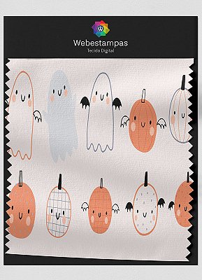 Tecido Percal 200 Fios Estampa Digital Halloween Fantasma 1,50m de Largura