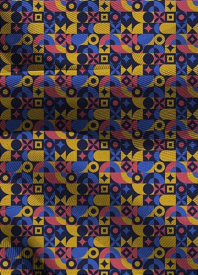 Tecido Blackout Estampa Digital Mosaico Colorido 1,35m de Largura