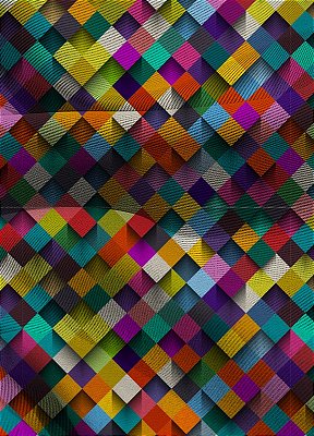 Tecido Blackout Estampa Digital Quadrados Coloridos 3D 1,35m de Largura