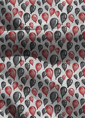 Tecido Blackout Estampa Digital Balões Vermelhos e Pretos 1,35m de Largura