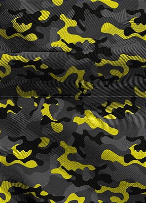 Tecido Blackout Estampa Digital Camuflada Amarela e Cinza 1,35m de Largura