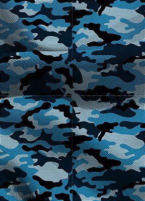 Tecido Blackout Estampa Digital Camuflada Azul e Preto 1,35m de Largura