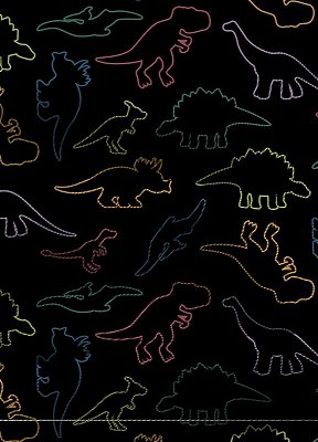 Tecido Blackout Estampa Digital Dinossauros Neon 1,35m de Largura