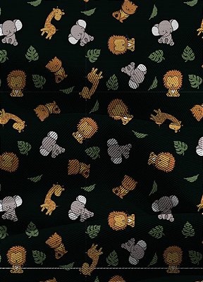 Tecido Blackout Estampa Digital Savana Fundo Preto 1,35m de Largura