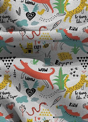 Tecido Blackout Estampa Digital Animais Coloridos 1,35m de Largura