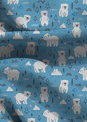 Tecido Blackout Estampa Digital Urso Polar 1,35m de Largura