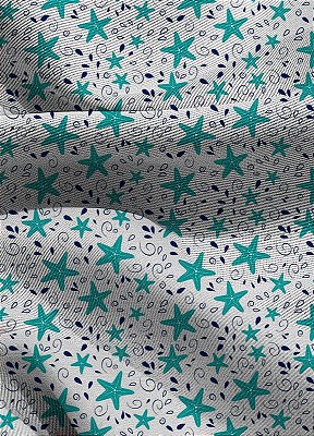 Tecido Blackout Estampa Digital  Estrela Do Mar Azul 1,35m de Largura