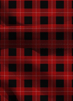 Tecido Blackout Estampa Digital  Xadrez Vermelho Quadro Preto 1,35m de Largura
