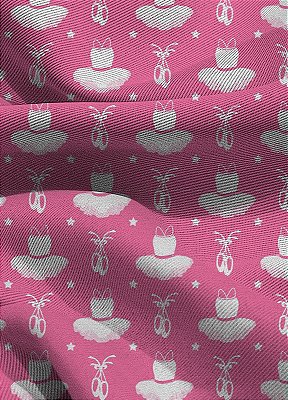 Tecido Blackout Estampa Digital Balé Fundo Pink 1,35m de Largura