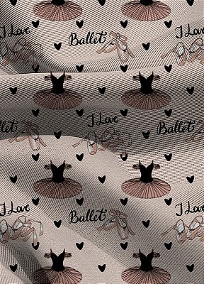 Tecido Blackout Estampa Digital I Love Ballet 1,35m de Largura