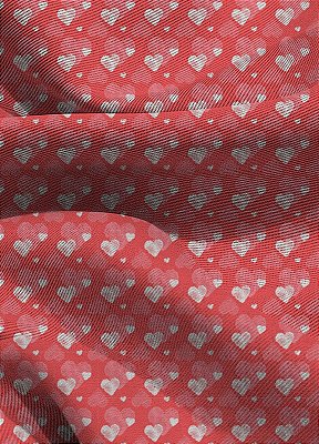 Tecido Blackout Estampa Digital Coração Vermelho e Pink 1,35m de Largura