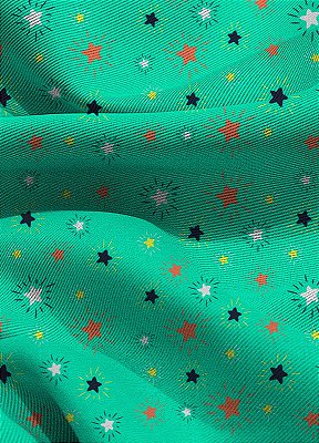 Tecido Blackout Estampa Digital Estrelas Fundo Verde 1,35m de Largura
