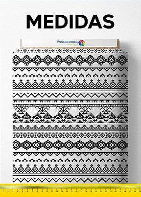 Tecido Blackout Estampa Digital Tribal Preto e Branco 1,35m de Largura