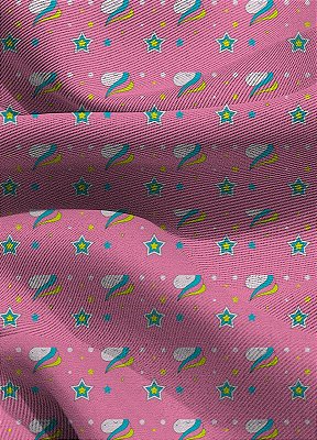 Tecido Blackout Estampa Digital Unicornios Fundo Pink 1,35m de Largura