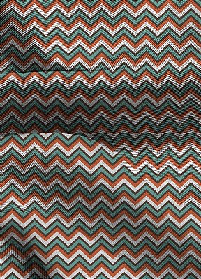 Tecido Blackout Estampa Digital Chevron Azul Marrom e Laranja  1,35m de Largura