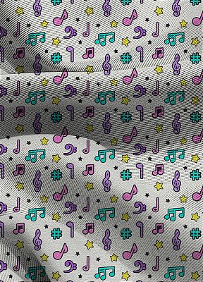 Tecido Blackout Estampa Digital Notas Musicais Infantil 1,35m de Largura