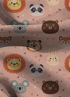 Tecido Blackout Estampa Digital Selva Fundo Rosa 1,35m de Largura