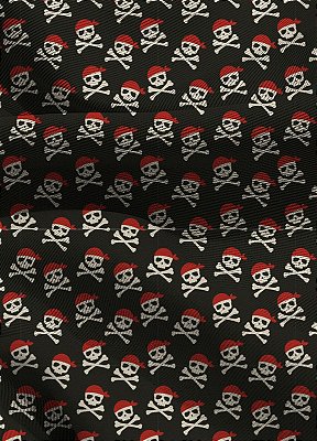 Tecido Blackout Estampa Digital Caveira Pirata Bandana 1,35m de Largura