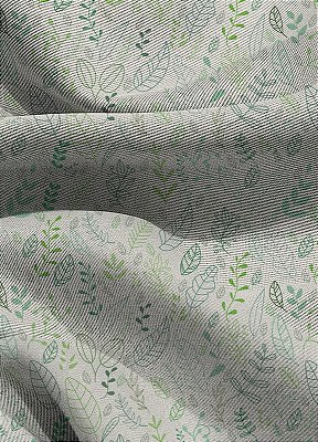 Tecido Blackout Estampa Digital Folhas Desenhos Verde 1,35m de Largura