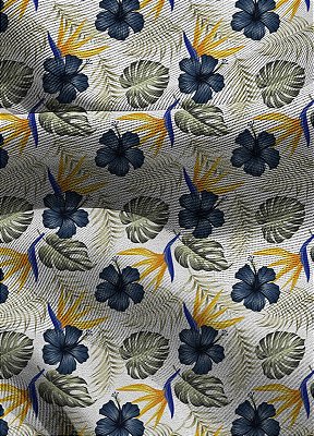 Tecido Blackout Estampa Digital Folhas e Flores 1,35m de Largura