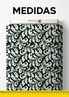 Tecido Blackout Estampa Digital Arabesco Fundo Verde Escuro 1,35 de Largura