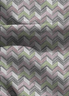 Tecido Blackout Estampa Digital Chevron Cinza, Rosa e Verde 1,35 de Largura