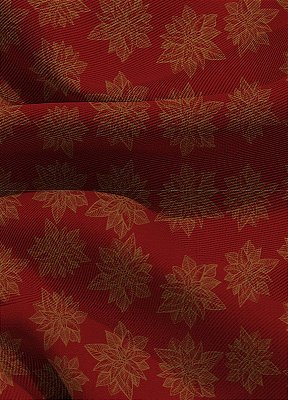 Tecido Blackout Estampa Digital Folhas Natalinas Vermelho 1,35 de Largura