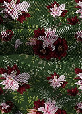 Tecido Blackout Estampa Digital Natal Floral Verde 1,35 de Largura